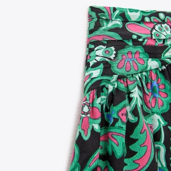 🦋 Bloggers Favorite 🦋 NWT Zara Floral Print Linen Blend Mini Skirt - Picture 10 of 12